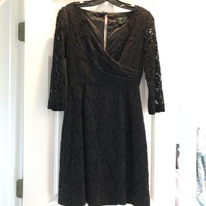 J. Crew Black Lace V-Neck Dress 3/4 Sleeves Size 2